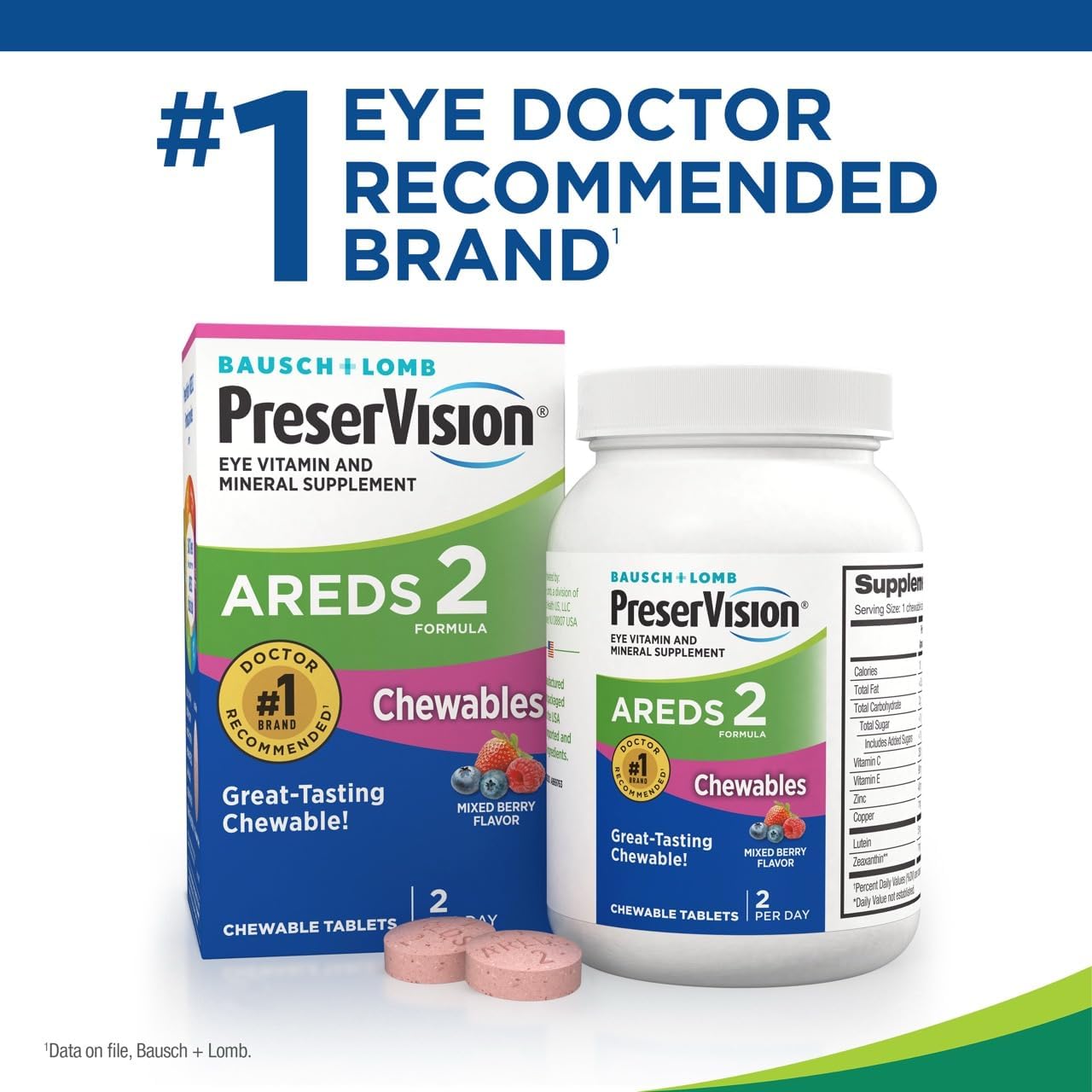 PreserVision AREDS 2 Chewable Eye Vitamins – Mixed Berry Flavor
