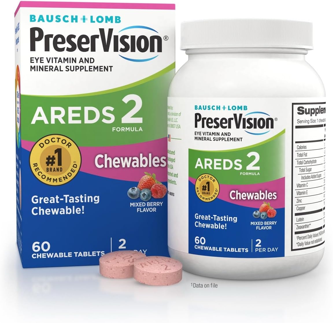 PreserVision AREDS 2 Chewable Eye Vitamins – Mixed Berry Flavor